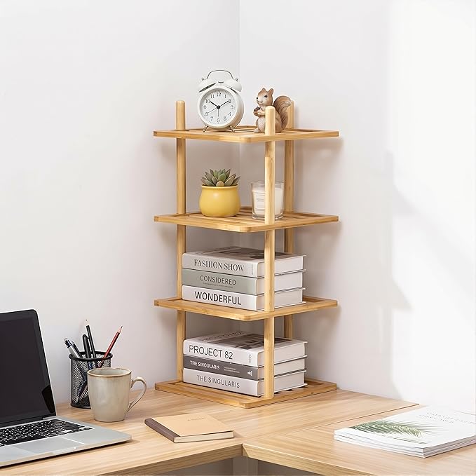 2Pcs 3-Tier Cabinet Organizer Shelf - Bamboo Corner Rack for Kitchen Counter, Cabinet Space Saver for Plates, Dishes, Bowls, Bread - Pantry and Bathroom Storage or Countertop (2, 3Tier-Large-6.7"H)