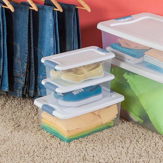 Sterilite 36-Pack Latching Box, Under Bed Storage Bins with Lids, Clear Plastic, 15 Quart - Heavy-Duty Organizing Containers for Closet, Bathroom, and Office