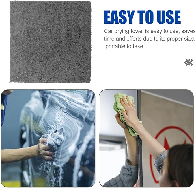 Alipis 2pcs Gray Microfiber Car Wash Towels Super Absorbent Drying Towels for Cars with Ultrasonic Edge Lint-Free Cleaning Cloths for Detailing and Rapid Water Absorption
