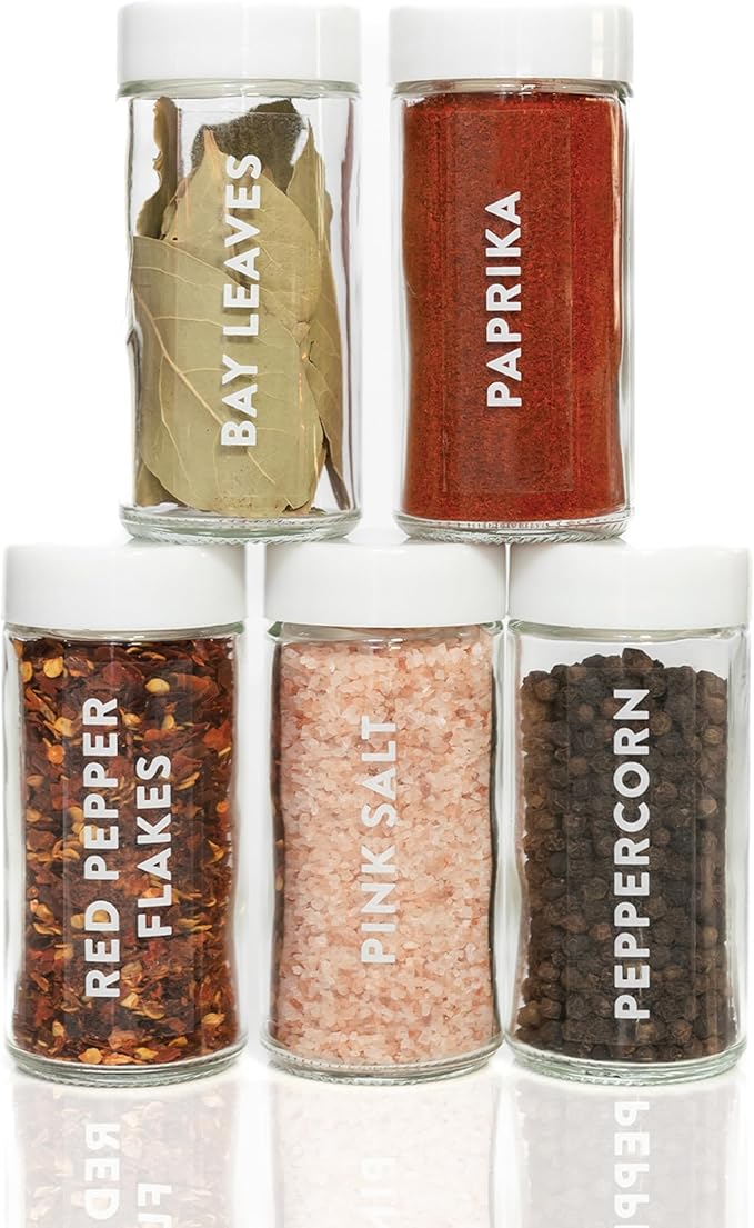SAVVY & SORTED Spice Labels for Spice Jars, 168 Clear Spice Jar Label Stickers Seasoning Containers, Expiration Labels, Spice Organizer Herb Pantry Label