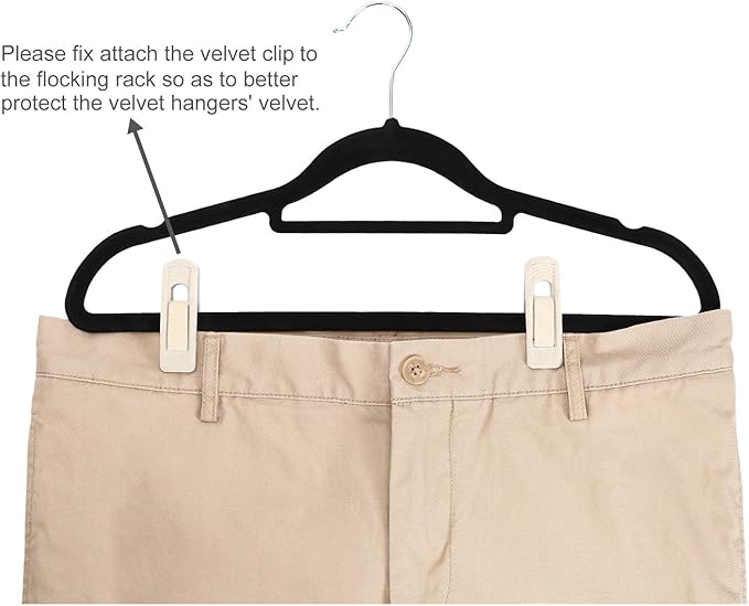 Velvet Hangers Clips 80 Pack, Non-Slip Pants Hangers Velvet Clips for Skirt Hanger, Strong Finger Clips Perfect for Thin Velvet Hangers, Ivory