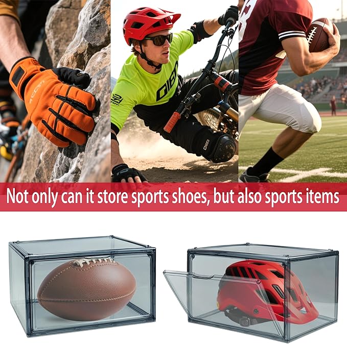 12 Pack Shoe Boxes Size 13 Acrylic Shoe Organizer Clear Storage Box Plastic Stackable Sneaker Display Case with Magnetic Lids