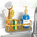 LARGE Kitchen Sink Caddy Organizer,[FLEXIBLE PLACEMENT & FAST-DRYING] Sponge Holder for Kitchen Sink Countertop with High Brush Holder-Rustproof 304 Stainless Steel-9.84"L x 4.72"W x 5.83"H