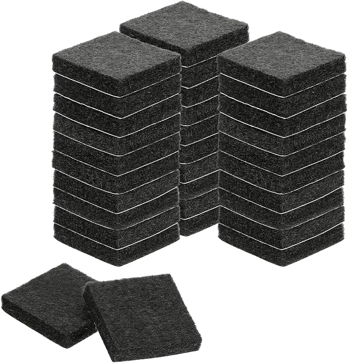 uxcell Felt Furniture Pads, 32Pcs 0.98" x 0.98" Adhesive Backed Felt Non-Slip Anti-Scratch Chair Leg Protectors for Protecting Hardwood Floor, Black