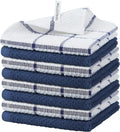 Nialnant 8 Pack Dish Rags,100% Cotton Dish Towels for Kitchen,Super Absorbent Kitchen Dish Cloths,Dish Rags with Hanging Loop,12x12 Inches,Navy Blue