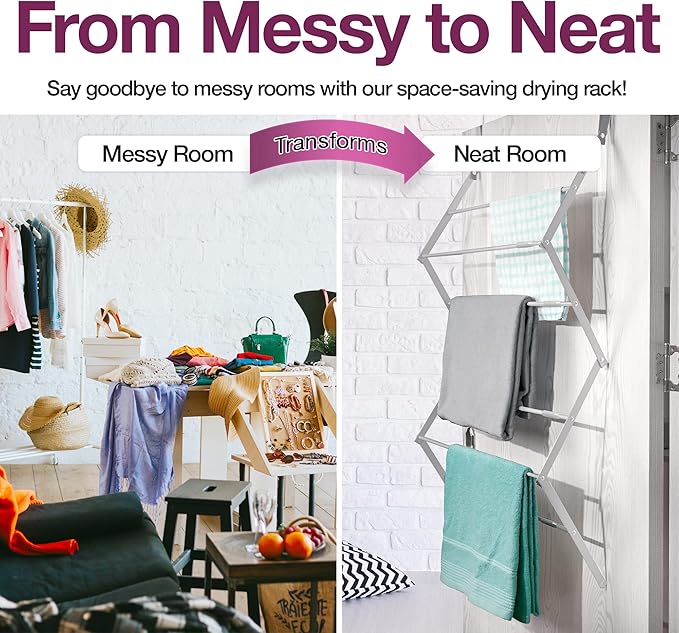 BLACK+DECKER Over The Door Expandable Telescopic Drying Rack, Clothes Organizer, Towel Hanger, Laundry, Collapsible, Silver