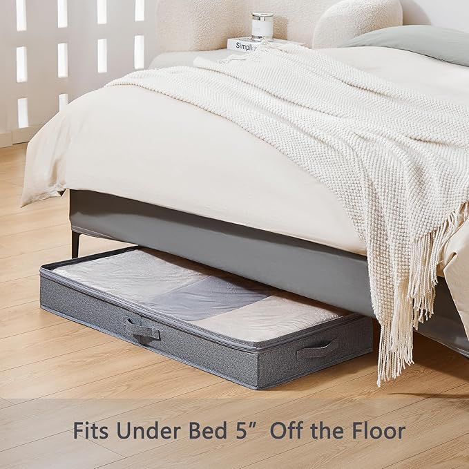 3 Pack Under Bed Storage Containers, Low Profile Underbed Shoes and Clothes Storage Organizer with Sturdy Sidewalls/Bottom, Large Dorm Storage Bins,33 * 17 * 4.5 inches,45L