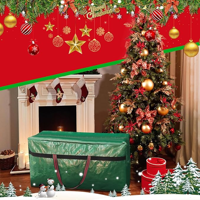 Christmas Tree Bag Storage 6FT Heavy Duty Waterproof Christmas Tree Storage Bag for Artificial Christmas Tree Green