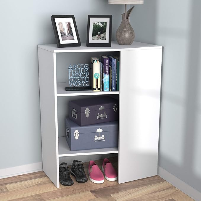 ClosetMaid SuiteSymphony Wood Corner Shelf Unit, 2 Shelves, Adjustable, Stacking, For Storage, Closet, Clothes, Shoes, Décor, Pure White
