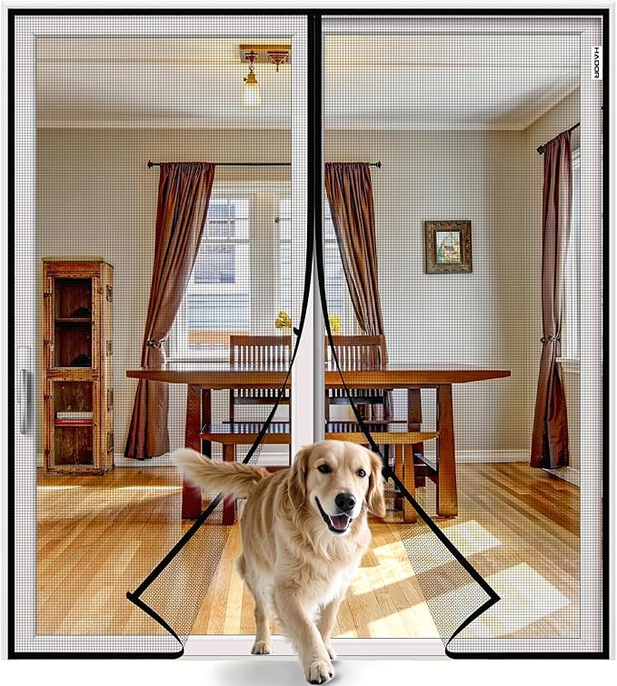 Magnetic Screen Door Mesh with Super Strong Magnets Fit Door Size 72" X 80", Mesh Size 74" X 81" Heavy Duty Door Net Screen for Sliding, French, Single and Patio Doors
