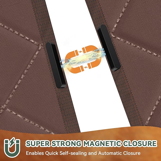 Magnetic Thermal Insulated Door Curtain, Fits 36'' x 96'' Doors(Curtain Size 38'' x 98''), Weatherproof Oxford with Cotton-Fill Insulation Door Cover for Winter, Keep Warm, Brown