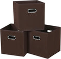 Black Fabric Cubby Storage Bins,13x13x13 Inches ,Cube Organizer Bin Foldable Storage Boxes with Dual Handles Fabric Organizer Box and collapsible Storage basket,Set of 3,Coffee