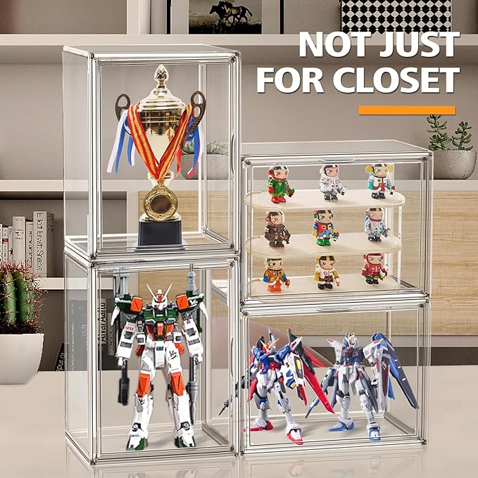 EDS FAM 1 Pack Size 14 Acrylic Boot Shoe Box, X-Large Handbag Organizer Clear Storage Bins with Magnetic Lid Acrylic Display Case for Shoes, Book, Cosmetic, Figures, Collectibles, Purse