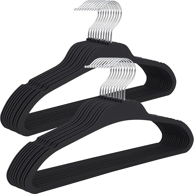ELONG HOME Rubber Coated Hangers 20 Pack, Non-Slip Clothes Hangers with Rustproof Hooks, Space Saving Thin Design for Closet/Retail/Home