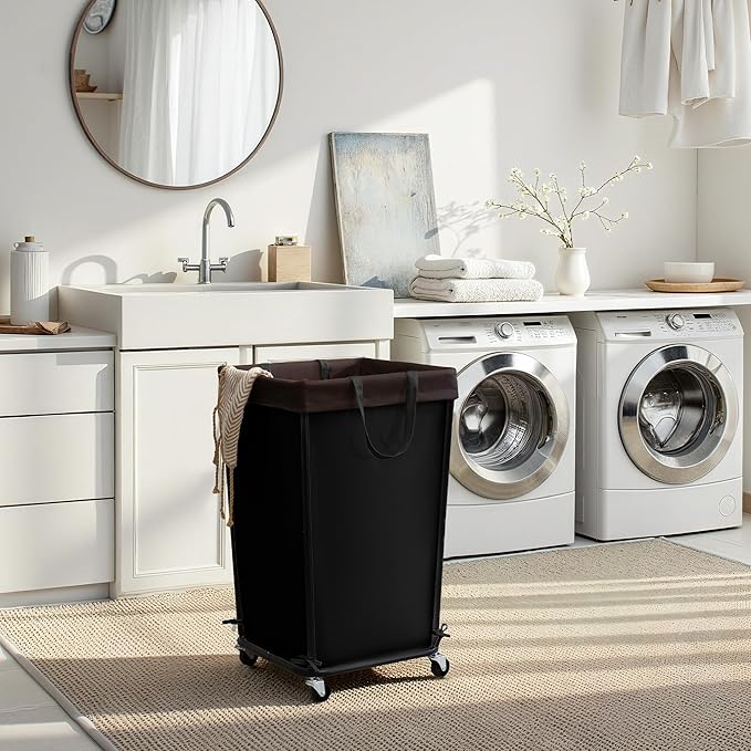 GRANNY SAYS 160L Rolling Laundry Basket, Laundry Hamper with Wheels, Large Laundry Cart with Removable Bag, Clothes Organization and Storage for Laundry Room, Bathroom, Bedroom, Black