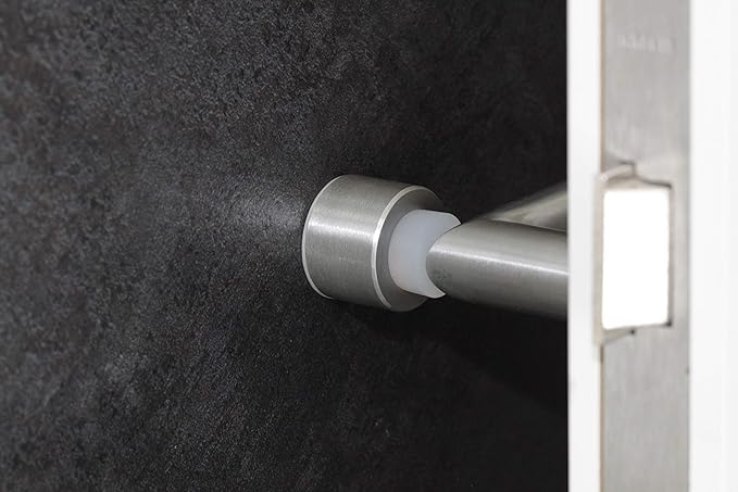 Wall Mounted Doorstop | 1.1'' X 1.1'' | Adhesive or Screwing Installation | White Rubber | Stainless Steel | Matte | Great Adherence