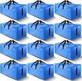 12 Pack Large Strong Moving Bags with Zippers & Carrying Handles - Water-Resistant - Heavy Duty Storage Tote for Space Saving, Fold Flat, Alternative to Moving Box (Sky Blue)