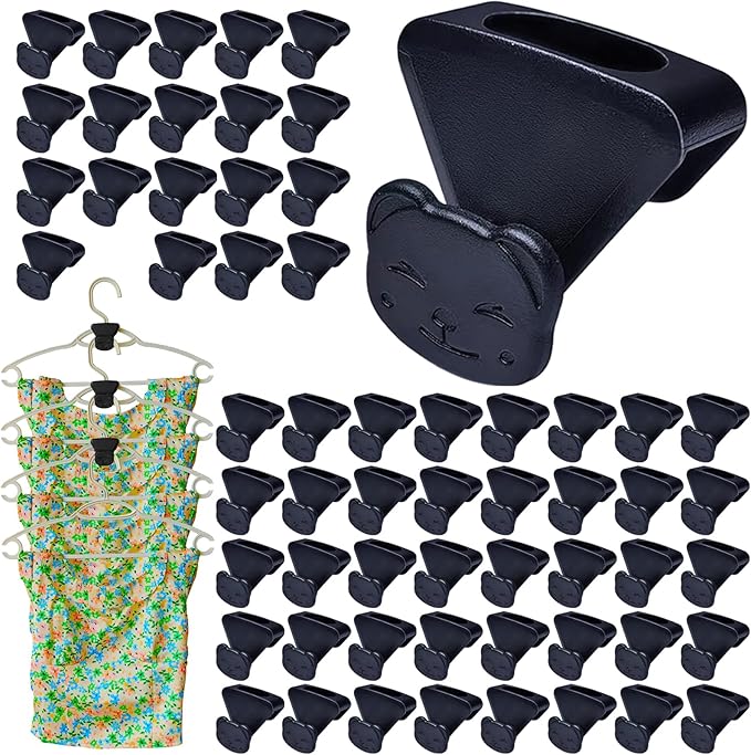 60PCS Space Saving Hanger Hooks, Clothes Hanger Connector Hooks, Heavy Duty Hanger Hooks Space Saver, Cascading Connection Hook, Bear-Shaped