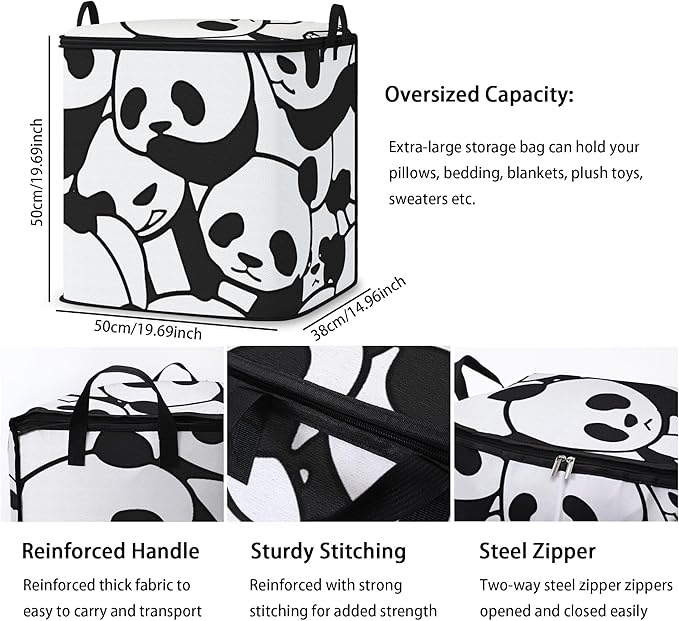 Large Comforter Storage Bag with Zipper,Closet Organizer for Clothes/Blankets/Quilts/Pillows,Fabric Storage Bags with Portable Handles 95L(2-Pack)