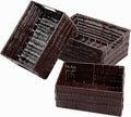 Elevon Plastic Wicker Basket Set of 3, Handmade Storage Basket for Organizing with Handles, Storage Bins for Home Kitchen Countertop, Shelf Organizer, Waterproof, Coffee