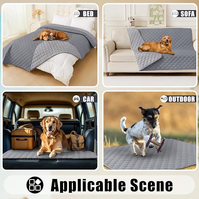 Smiry Waterproof Dog Bed Cover Blanket, Soft Reversible Pet Blanket, Washable Leakproof Cats Dogs Couch Cover for Sofa, Couch, Furniture, Plaid (30x70 Inch, Grey/Light Grey)