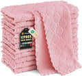 Homaxy 12 Pack Kitchen Dish Cloths (10 x 10 Inches, Pink), Super Soft and Absorbent Coral Velvet Dish Towels, Nonstick Oil Fast Drying Microfiber Cleaning Cloth, No Lint Household Dishcloths