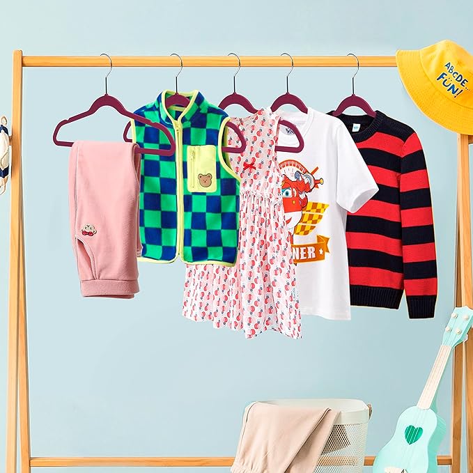 Quality Children's Plastic 30 Pack Non Velvet Non-Flocked Thin Compact Hangers Swivel Hook for Shirts Blouse Coats (Raspberry, 30)