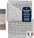 PAULATO BY GA.I.CO. Waterproof Blanket – 24x86” Changing Absorbent Pad for Incontinence – Machine Washable Stain-Resistant Protector for Couch Sofa or Bed – Reusable Waterproof Cover - Light Grey