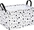 Girls Empty Gift Basket Heart Print Storage Cube for Women, Closet Shelf Organizer Bins with Handles Nursery hamper Kids Toys Books Box Room Deco