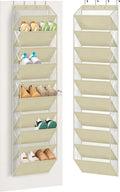 AOODA 10 Tier Clear Over The Door Shoe Organizer Storage, Deep Pockets Large Hanging Shoe Rack for Closet Door, Fit 20 Pairs Shoe Holder Hanger for Sneakers, Boots (Deep Beige)