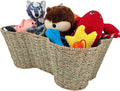 Dog Toy Basket, Seagrass Bone Shaped Dog Toy Bin, Handmade Pet Organizer And Storage, Toy Box for Cats (Large (22x14))