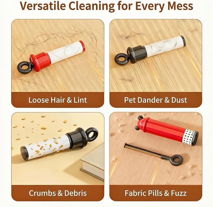 Washable Sticky Lint Roller for Pet Hair - Reusable 2-in-1 Dog & Cat Hair Remover Tool with Metal Fabric Shaver - Portable Gel Dust Cleaner for Couch, Carpet, Clothing (Marshmallow White)