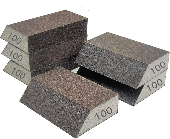 6 Pack Sanding Sponge, 100 Grit Sanding Blocks Assortment,Washable and Reusable for Wood Drywall Metal Home(100 Grit)