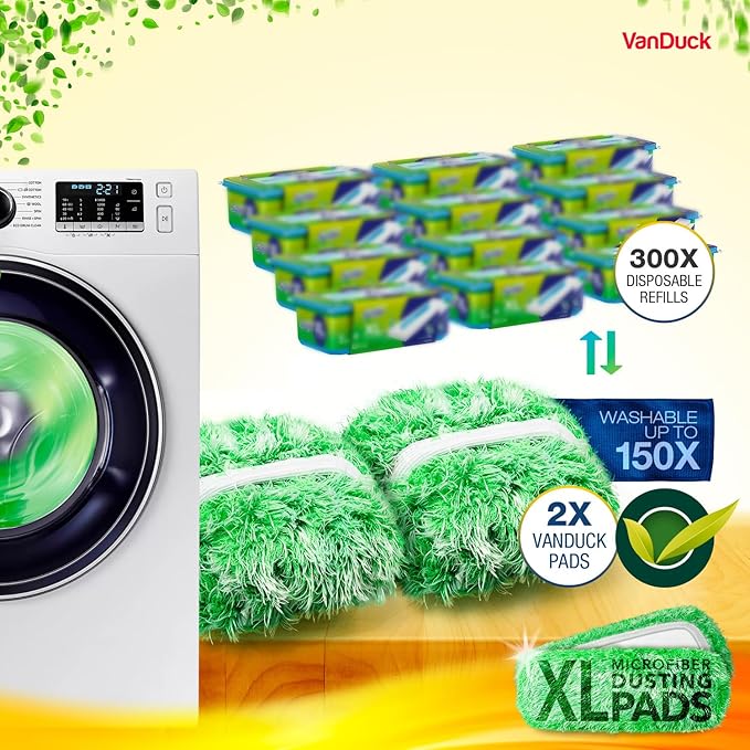 VanDuck X-Large Dust Mop Refill for Swiffer XL (6 Pack) - Microfiber Pet Heavy Duty Dry Sweeping Refills - Reusable Mop Pad