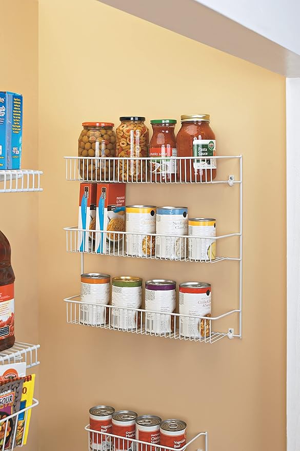 ClosetMaid 3-Tier Hanging Wall Mounted Metal Rack for Spices, Shelf Storage, Pantry Organization, Laundry, Kitchen, Bathroom, White, 8022
