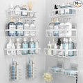 10 Pack Shower Caddy Organizer Rack Shelf for Inside Shower, Self Adhesive Wall Storage Basket Rustproof Stainless Steel Shampoo Holder Bathroom Accessory Decor Set, White
