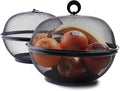 Juvale Mesh Fruit Basket with Lid - Bug Proof Fruit Storage - Stylish Black Wire Basket with Lid - Versatile Produce Storage - 10", Pack of 2, Black