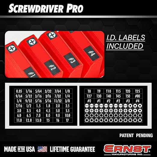 Ernst Manufacturing Screwdriver Pro - Modular Screwdriver Organizer for 26 Tools with Magnetic Base, Black - Made in the USA