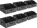 SONGMICS Set of 6 Storage Baskets, Foldable Storage Bins with Removable Dividers, Fabric Boxes, 15.7 x 11.8 x 7.9 Inches, Closet Organizers, 3 Handles, for Living Room, Ink Black URFB0140B01