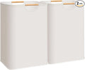 STORAGE MANIAC 2-Pack Large Laundry Hamper, 80L (21.1 Gal) Collapsible Laundry Basket with Bamboo Handles, Freestanding Waterproof Clothes Hamper for Laundry Room, Bedroom, Dorm, Towels, Toys, Beige