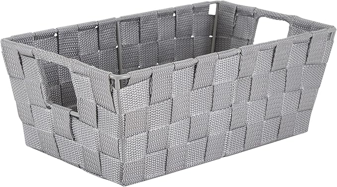 Simplify 2 Pack Small Woven Storage Shelf Basket | Organization | Bathroom | Accessories | Heather Grey
