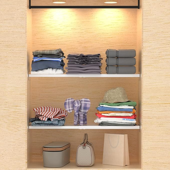 WEJIPP Closet Organizer Shelves Expandable Cabinet Tension Shelving Rack Heavy Duty Metal DIY Shelf Divider for Wardrobe Cupboard Cabinet Pantry Kitchen Bathroom,White,3packs