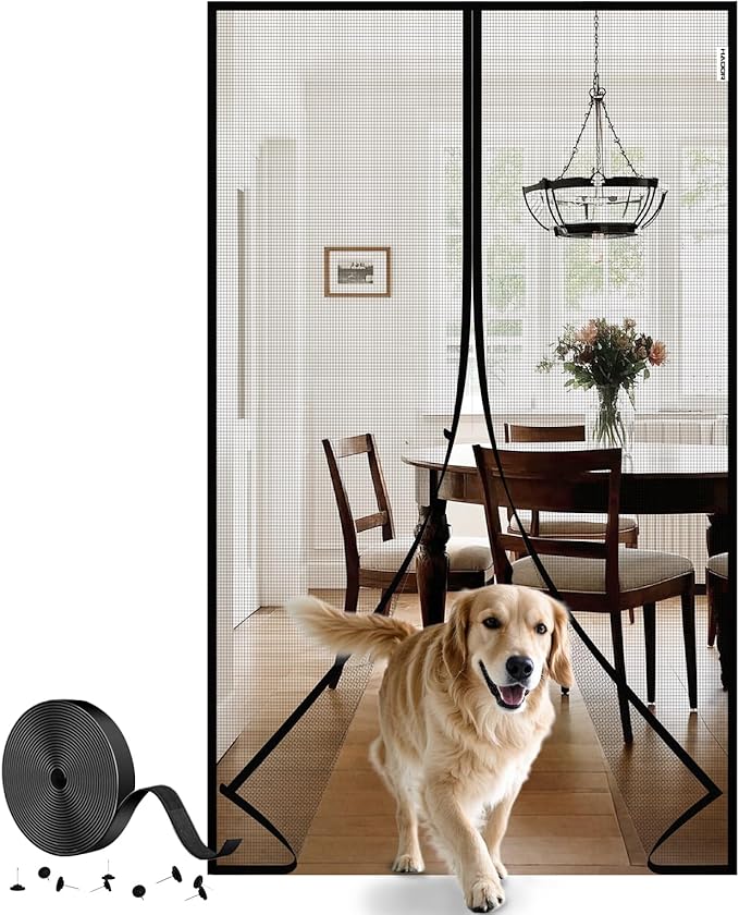 Magnetic Screen Door Mesh with Super Strong Magnets Fit Door Size 36" X 96", Mesh Size 38" X 97" Heavy Duty Door Net Screen for Sliding, French, Single and Patio Doors