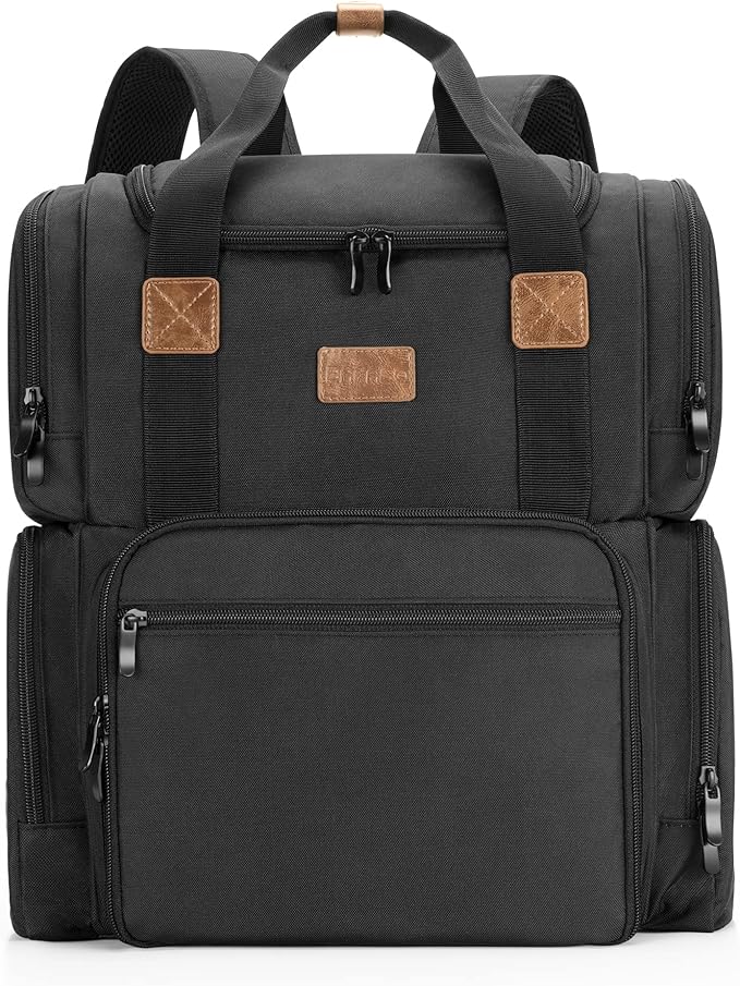 BAFASO Cosmetic Bag with 3 Inner Removable Pouches, Travel Makeup Bag with Multiple Pockets, Black