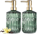 EMPO Clear Glass Soap Dispenser with ABS Plastic Pump, Crystal Lotion Dispensers for Kitchen Sink, Bathroom (2Pack Green)