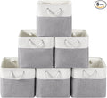 13 x 13 Inch Cube Storage Bins, 6 Pack Fabric Storage Basket with Handles, Foldable Boxes Organizer for Shelf Baskets for Home, Clothes (White/Grey)