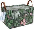 LANGYASHAN Rectangular Storage Bin Collapse Canvas Fabric Cartoon Storage Basket with Handles for Organizing Home Kitchen Boys and Girls Toys Office Closet Shelf Baskets(Rec Full Leaf)