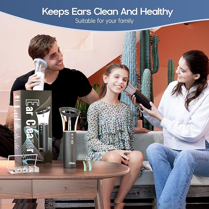 Ear Wax Removal, Electric Ear Cleaning Kit Effective & Safe Ear Cleaner Irrigation Flushing System 4 Pressure Modes for Ear Wax Buildup, Water Resistant Ear Cleaning Tool USB Rechargeable
