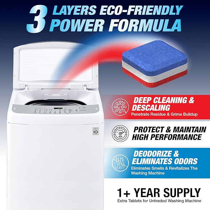 Washing Machine Cleaner Tablets Top Load 28 Pack & Dishwasher Cleaner Deodorizer Descaler Tablets 28 Pack Bundle - 1 Plus Year Supply - Septic Safe Eco Friendly Formula