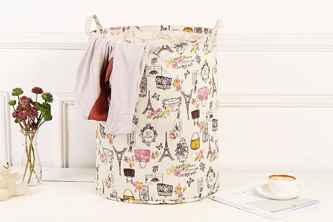 Merdes 19.7’’ Waterproof Foldable Laundry Hamper, Dirty Clothes Laundry Basket, Linen Bin Storage Organizer for Toy Collection (Paris)